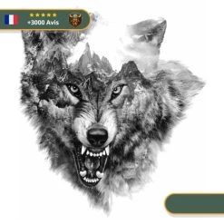 Tatouage Temporaire Viking<br> Loup Scandinave Fenrir Menaçant