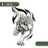Tatouage Temporaire Viking<br> Loup Scandinave Fenrir En Flammes