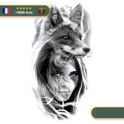 Tatouage Temporaire Viking<br> Loup Et Femme Scandinaves