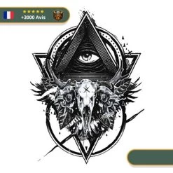 Tatouage Temporaire Viking<br> Œil D'Odin Et Crâne De Cerf