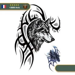 Tatouage Temporaire Viking<br> Tête Du Loup Scandinave Fenrir
