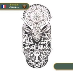 Tatouage Temporaire Viking<br> Tête Et Crâne De Cerf Sacré