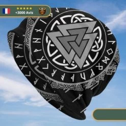 Bonnet Valknut | Noir Et Blanc -Viking Soldes Magasin Viking Bonnet d hiver tricot Simple joli solide chaud d contract nouvelle collection automne.jpg 640x640 2 removebg preview 600px
