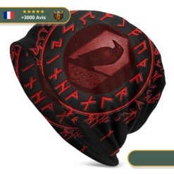 Bonnet Corbeau Viking | Rouge Et Noir