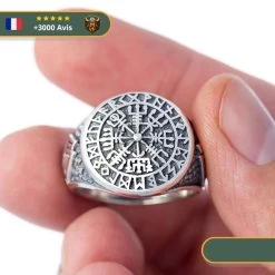 Bague Vegvisir Style Viking | Argent -Viking Soldes Magasin bague vegvisir runes valknut argent