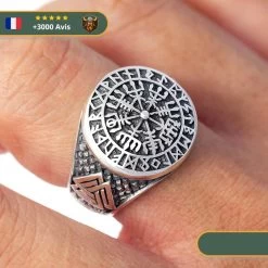 Bague Vegvisir Style Viking | Argent -Viking Soldes Magasin bague vegvisir runes viking valknut