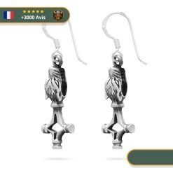 Boucles D'Oreilles Viking Tête De Loup Fenrir | Argent
