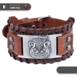 Bracelet Viking Drakkar -Viking Soldes Magasin bracelet cuire brun