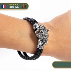Bracelet Viking Tête De Loup Fenrir | Argent 10 Bracelet Viking Tête De Loup Fenrir | Argent -Viking Soldes Magasin bracelet homme tete de loup