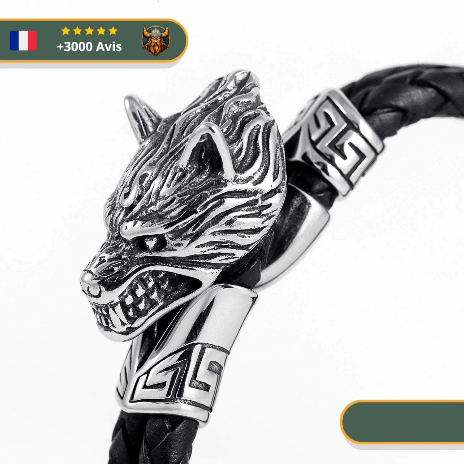 Bracelet Viking Tête De Loup Fenrir | Argent 2 Bracelet Viking Tête De Loup Fenrir | Argent – Image 2