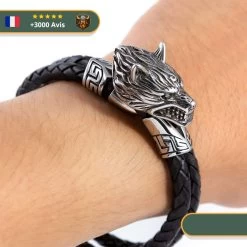 Bracelet Viking Tête De Loup Fenrir | Argent 9 Bracelet Viking Tête De Loup Fenrir | Argent -Viking Soldes Magasin bracelet tete loup