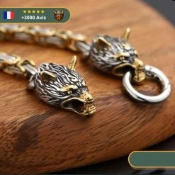 Bracelet Viking Loup Fenrir -Viking Soldes Magasin braceletloupfenrirenor