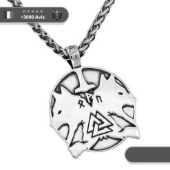 Collier Viking Loup Fenrir Et Valknut