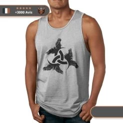 Débardeur Musculation Triskèle & Corbeaux -Viking Soldes Magasin debardeur corbeau gris