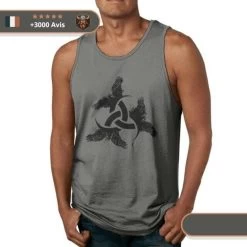 Débardeur Musculation Triskèle & Corbeaux -Viking Soldes Magasin debardeur corbeau gris fonce