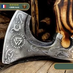 Hache Viking Acier Damas -Viking Soldes Magasin lame hache viking acier damas
