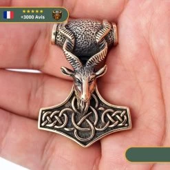 Pendentif Tête De Chèvre | Bronze -Viking Soldes Magasin pendentif marteau de thor mjollnir tete chevre
