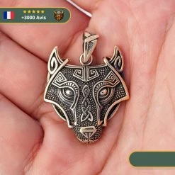 Pendentif Tête De Loup Viking Fenrir | Bronze -Viking Soldes Magasin pendentif tete de loup viking