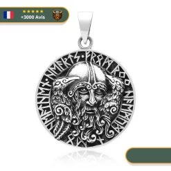 Pendentif Viking Corbeaux D'Odin Runes | Argent