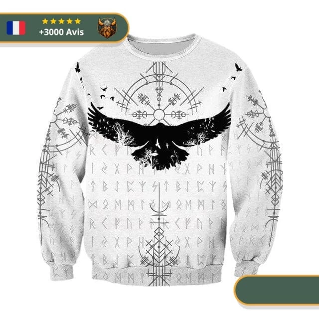 Sweat-shirt Viking Vegvisir & Corbeau 2 Sweat-shirt Viking Vegvisir & Corbeau – Image 2