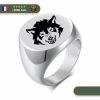 Bague Chevalière Viking Tête De Loup Fenrir
