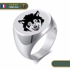 Bague Chevalière Viking Tête De Loup Fenrir