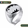 Bague Chevalière Viking Loup Fenrir Et Lune