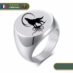 Bague Chevalière Viking Loup Fenrir