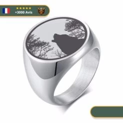 Bague Chevalière Viking Loup Fenrir Hurlant