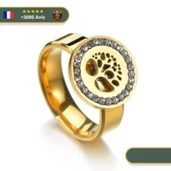 Bague Viking Arbre De Vie Or Et Zirconium