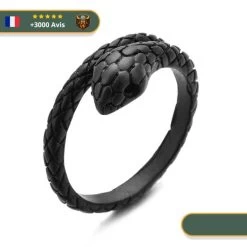 Bague Viking Serpent Jormungand Noir