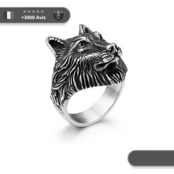 Bague Viking Tête De Loup Fenrir