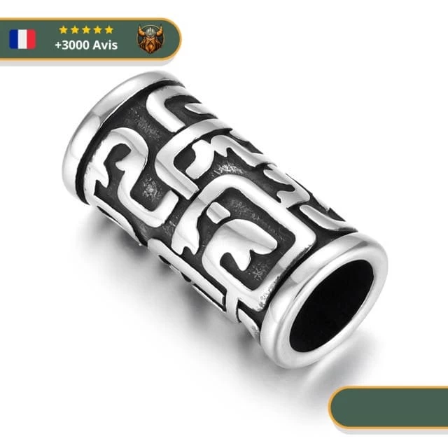Perle Barbe Symbole Nordique | Argent 1 Perle Barbe Symbole Nordique | Argent