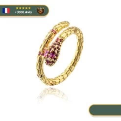 Bague Viking Serpent Et Zirconium