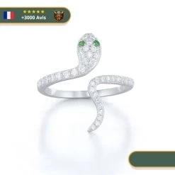 Bague Viking Serpent En Argent Plaqué Or