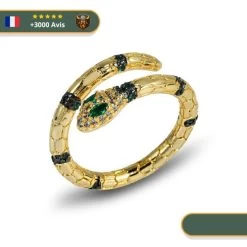 Bague Serpent Couleur Or Et Zirconium