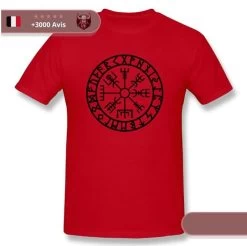 T-shirt Viking Vegvisir -Viking Soldes Magasin rouge