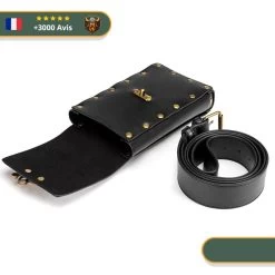 Sacoche Viking En Cuir -Viking Soldes Magasin sacoche viking cuir noir ouverte