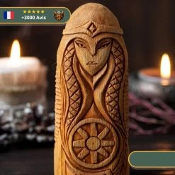 Statuette Viking En Bois - Holda -Viking Soldes Magasin statuette en bois huld
