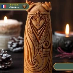 Statuette Viking En Bois - Sif -Viking Soldes Magasin statuette en bois sif