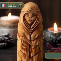 Statuette Viking En Bois - Freyja -Viking Soldes Magasin statuette viking deesse amour