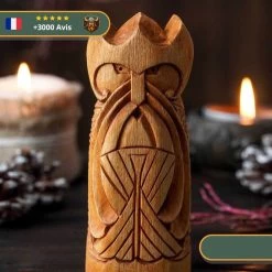 Statuette Viking En Bois - Aegir -Viking Soldes Magasin statuette viking dieu drakkar mer