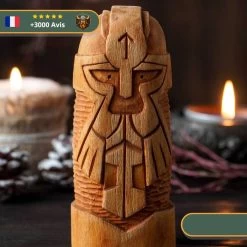 Statuette Viking En Bois - Thor -Viking Soldes Magasin statuette viking dieu thor