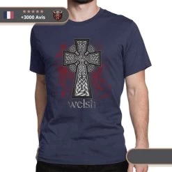 T-shirt Viking Croix Celtique -Viking Soldes Magasin t shirt croix bleu