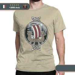 T-shirt Viking Drakkar -Viking Soldes Magasin t shirt drakkar beige