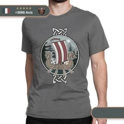 T-shirt Viking Drakkar -Viking Soldes Magasin t shirt drakkar gris fonce