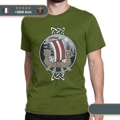 T-shirt Viking Drakkar -Viking Soldes Magasin t shirt drakkar olive