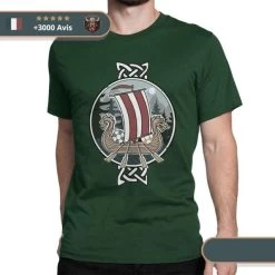 T-shirt Viking Drakkar -Viking Soldes Magasin t shirt drakkar vert fonce