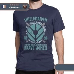 T-shirt Viking Bouclier -Viking Soldes Magasin t shirt epee bleu