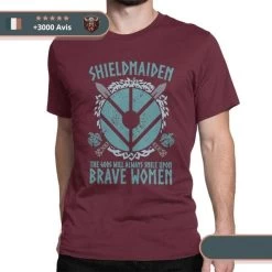 T-shirt Viking Bouclier -Viking Soldes Magasin t shirt epee bordeaux
